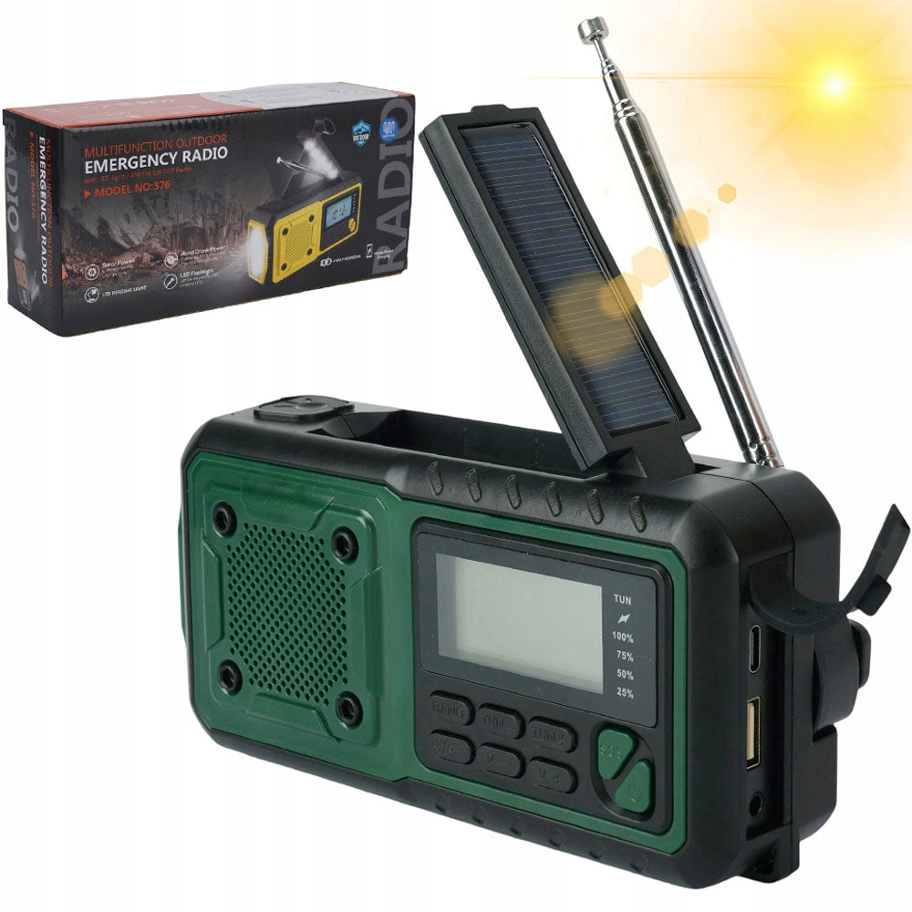 Multifunctional Solar Survival Radio 4000mah AM FM SW SOS USB Flashlight