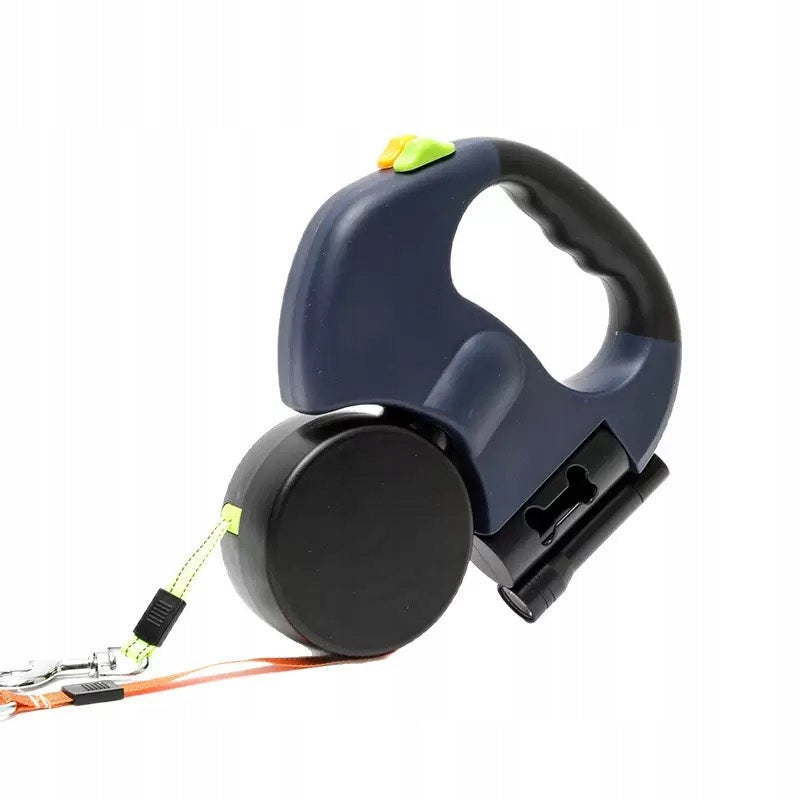 Multifunctional automatic leash for two dogs, cats with flashlight + FREEBIE Color multicolor