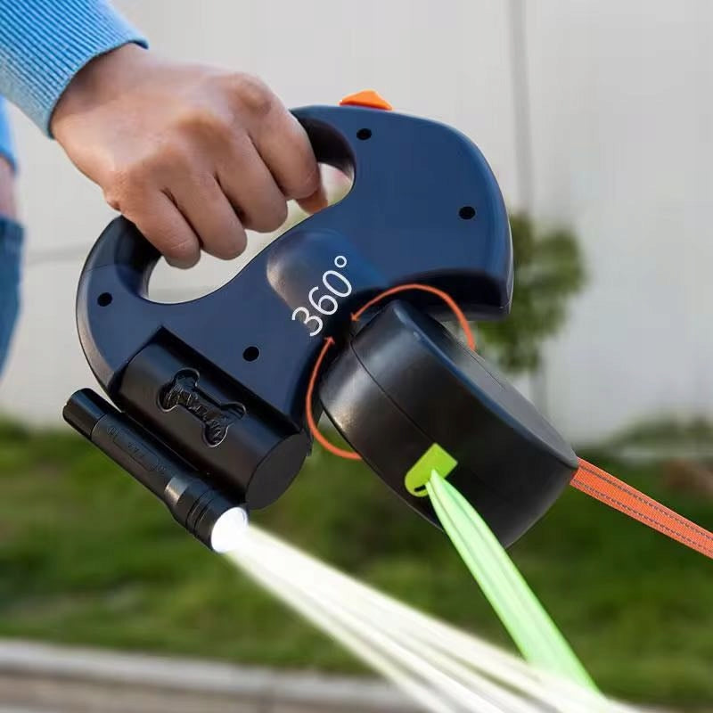 Multifunctional automatic leash for two dogs, cats with flashlight + FREEBIE Trade name SMYCZE DLA PSA