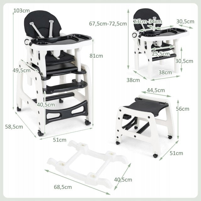 Multifunctional child seat Feeding table Toys 3in1 black and white Packaging status original