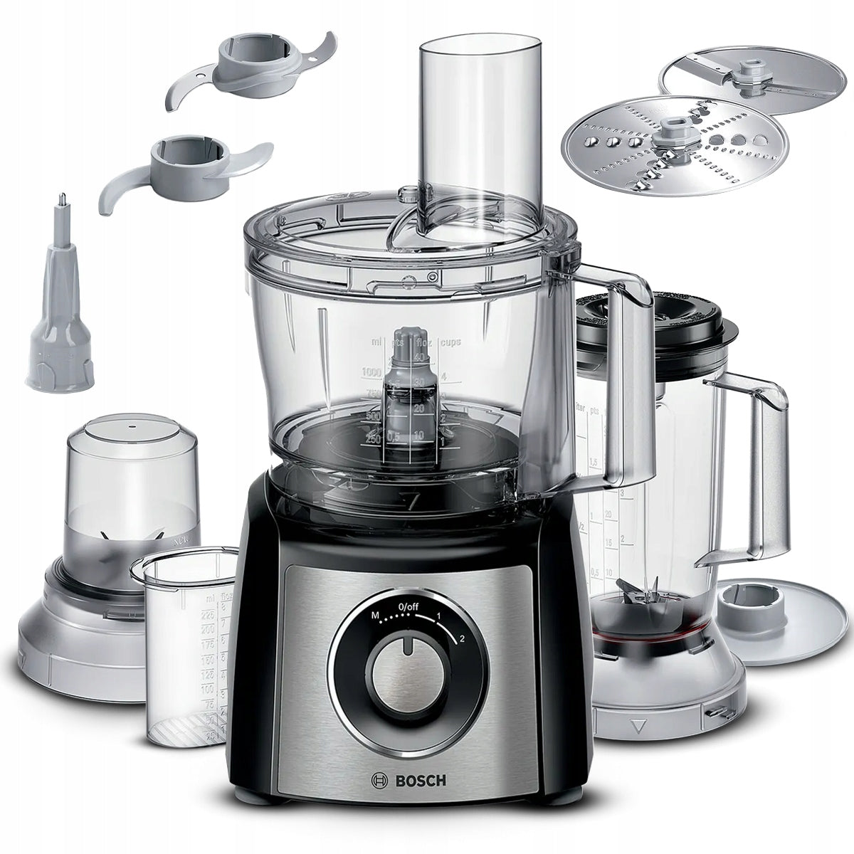 Multifunctional food processor Bosch with cutting discs and grinding mode Manufacturer code Robot kuchenny z misą 2,3l i akcesoriami 800W