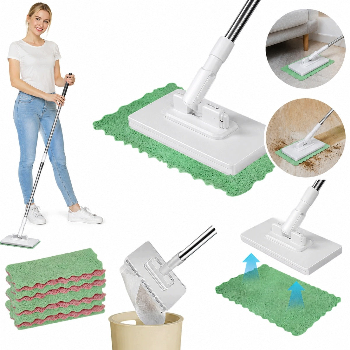 Multifunctional handkerchief mop, automatic gripping without washing hands 2026