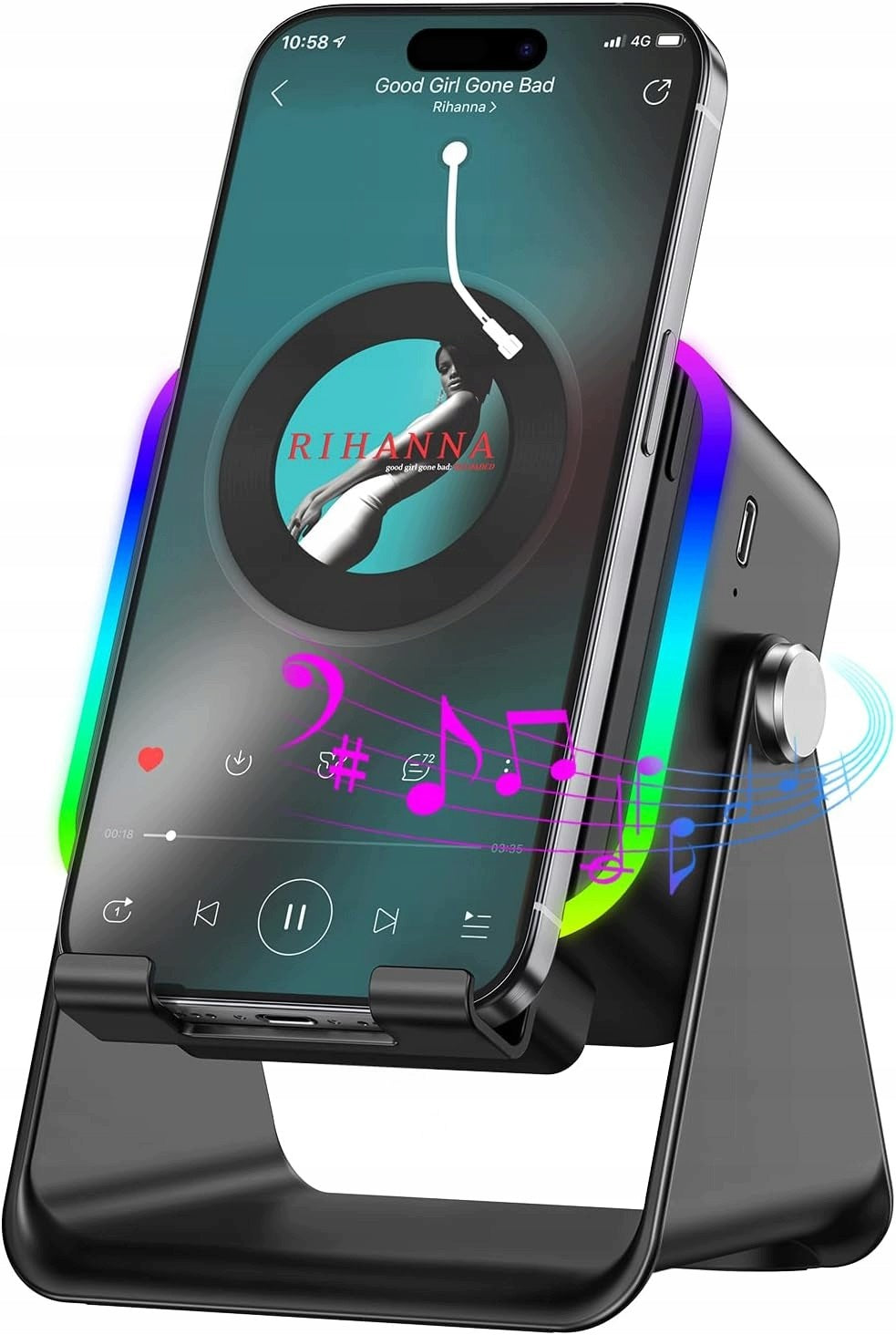 Multifunctional phone speaker with 360° Bluetooth 5.3 and RGB stand Packaging status original