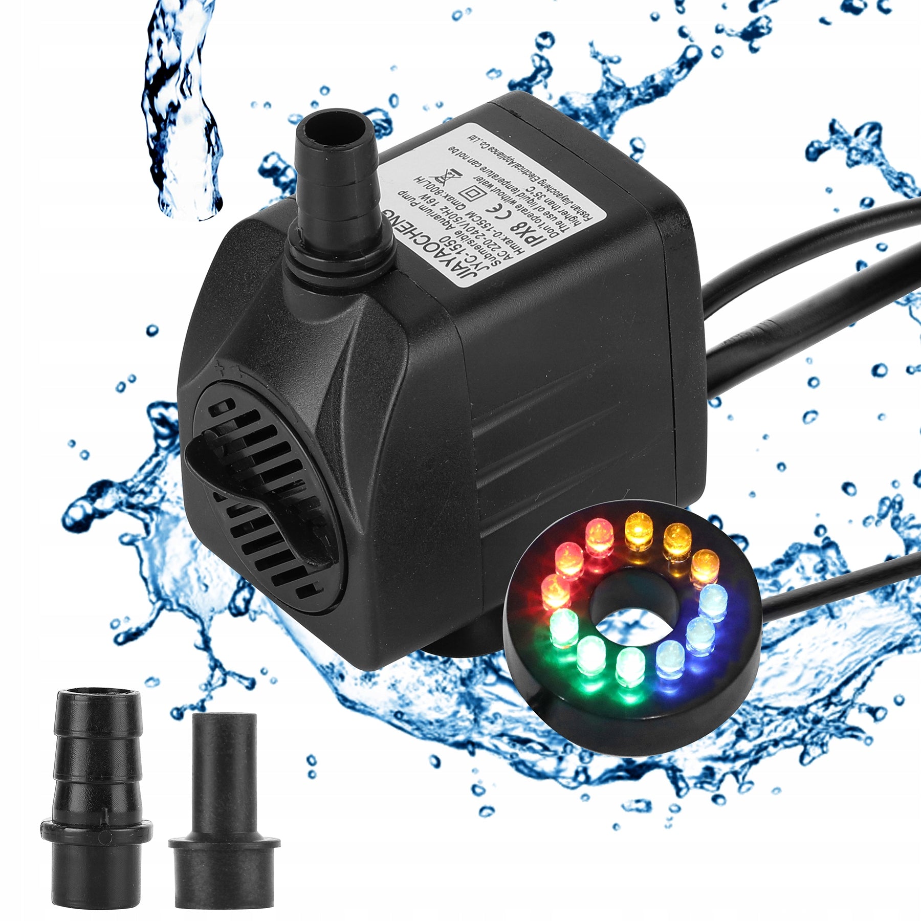 Multifunctional pump for full immersion 800L/H With LED mesh Garden pump