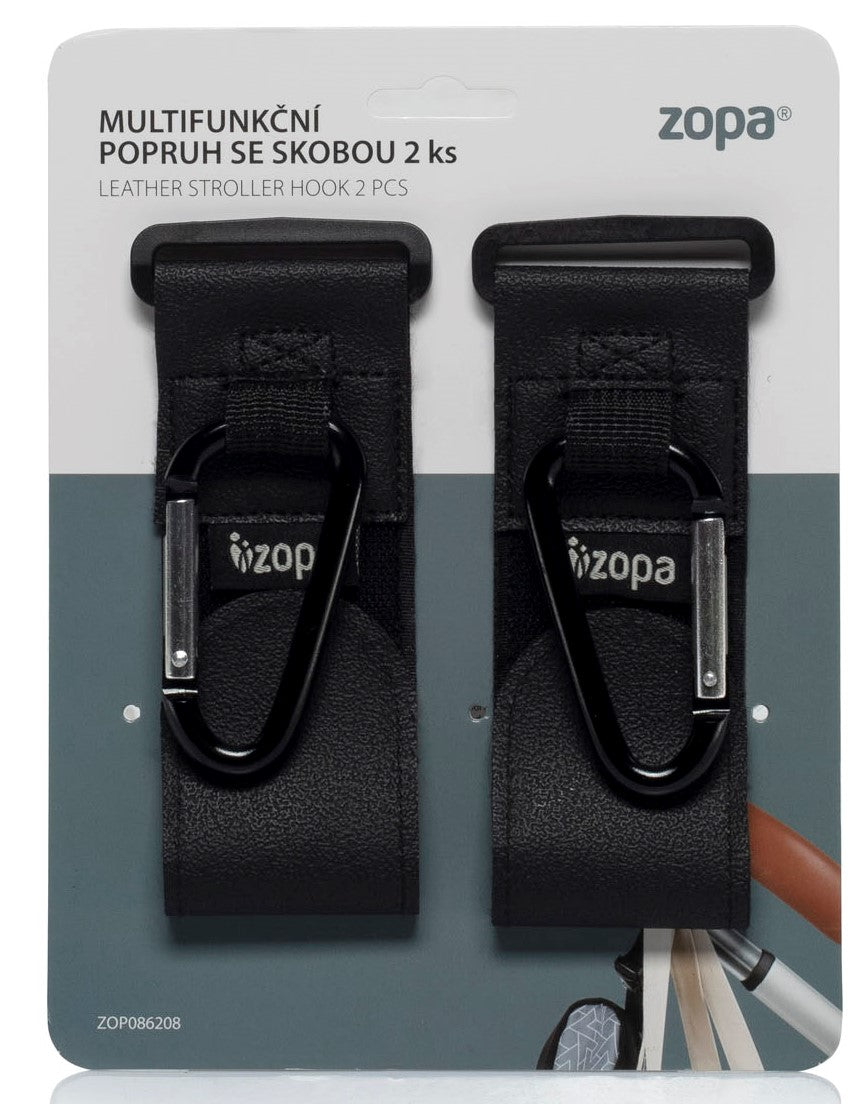 Multifunctional strap with cap 2 pcs black Stroller hangers for bag etc Brand Zopa