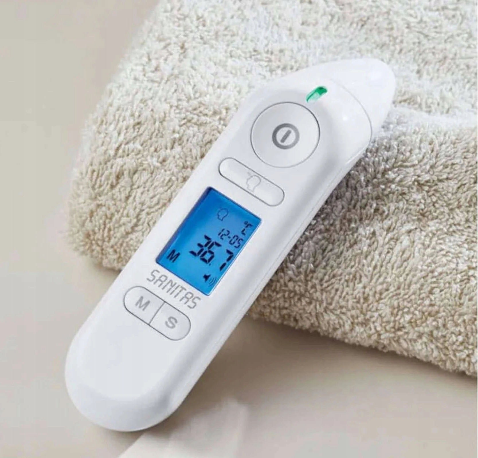 Multifunctional thermometer ear forehead liquids LED quick measurement Sanitas CE New Packaging status original