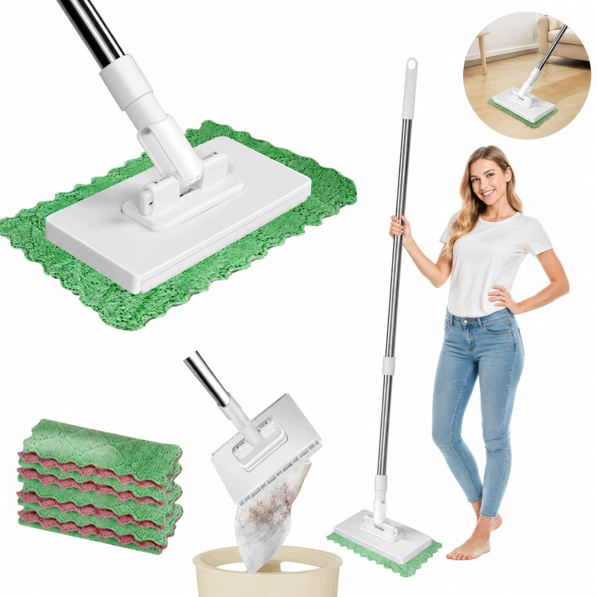 Multifunctional tissue mop, automatic gripping without washing hands