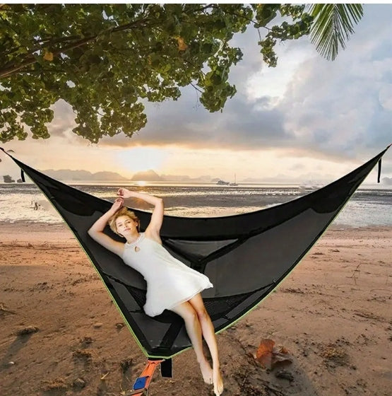 Multiplayer LARGE triangular hammock camping trekking garden BLACK 280x280x280 Material width 280 cm