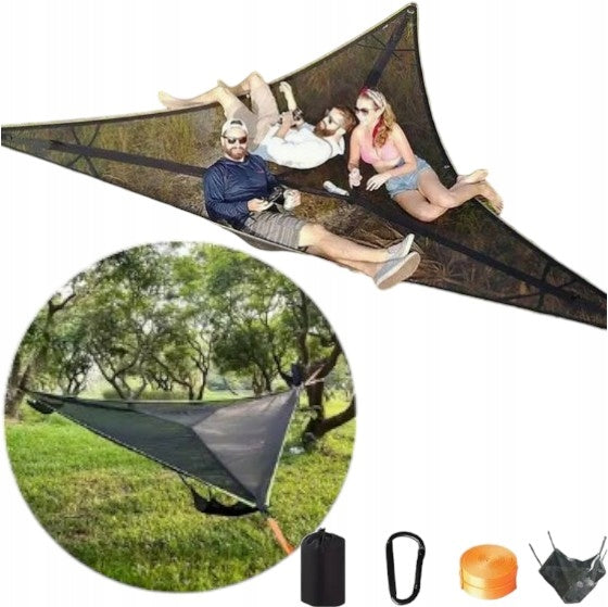 Multiplayer LARGE triangular hammock camping trekking garden BLACK 280x280x280