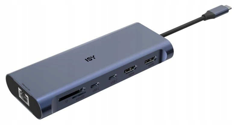 Multiport adapter USB-C ISY IAD-1030 12in1 + power supply Silver