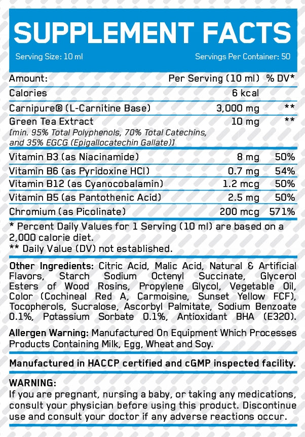 Multipurpose Liquid Everbuild Nutrition EVERBUILD Liquid L-Carnitine 3000mg Expiration date not specified