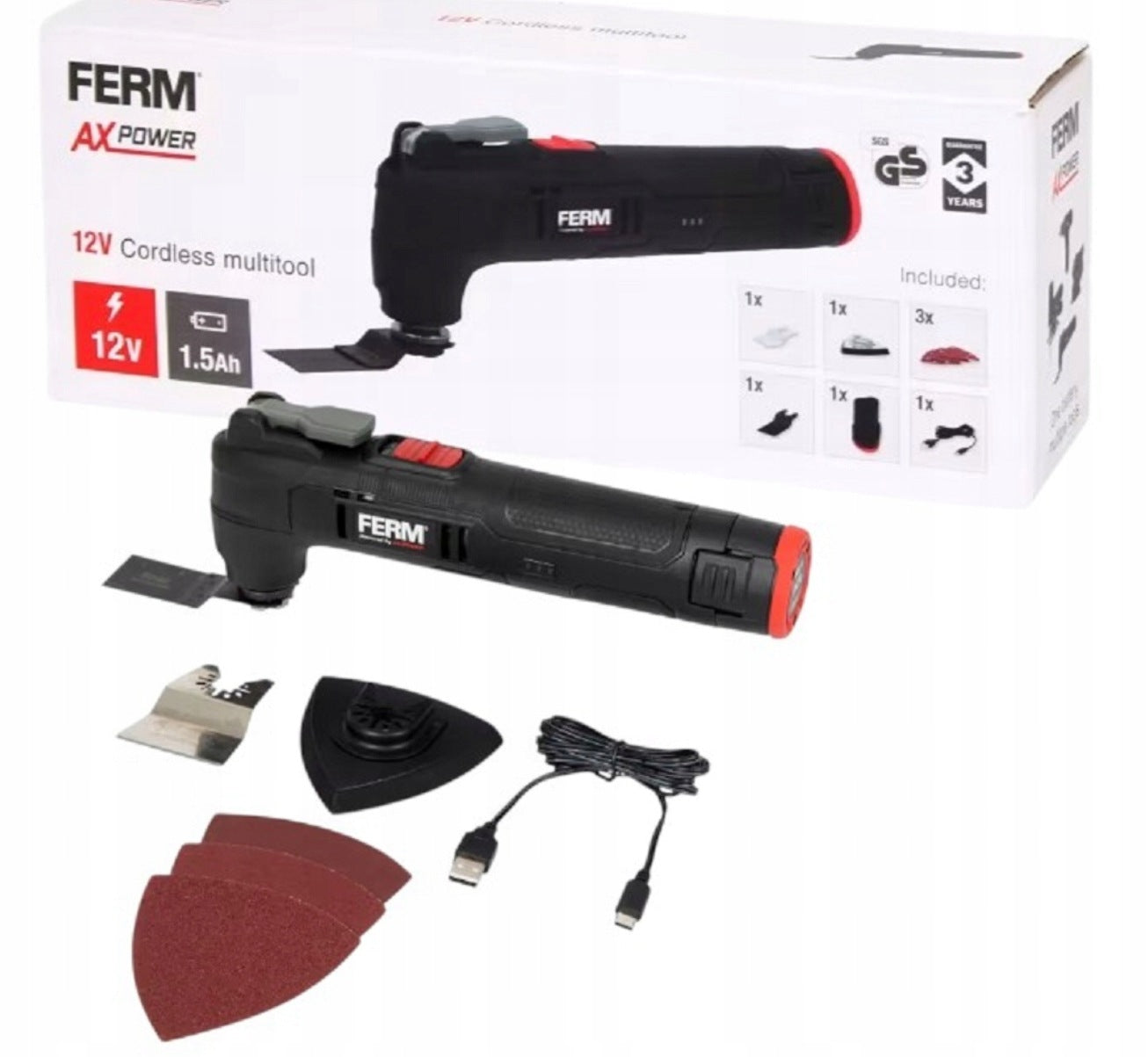 Multitool Multifunction Cordless Sander FERM 12V 1.5Ah OTM1018