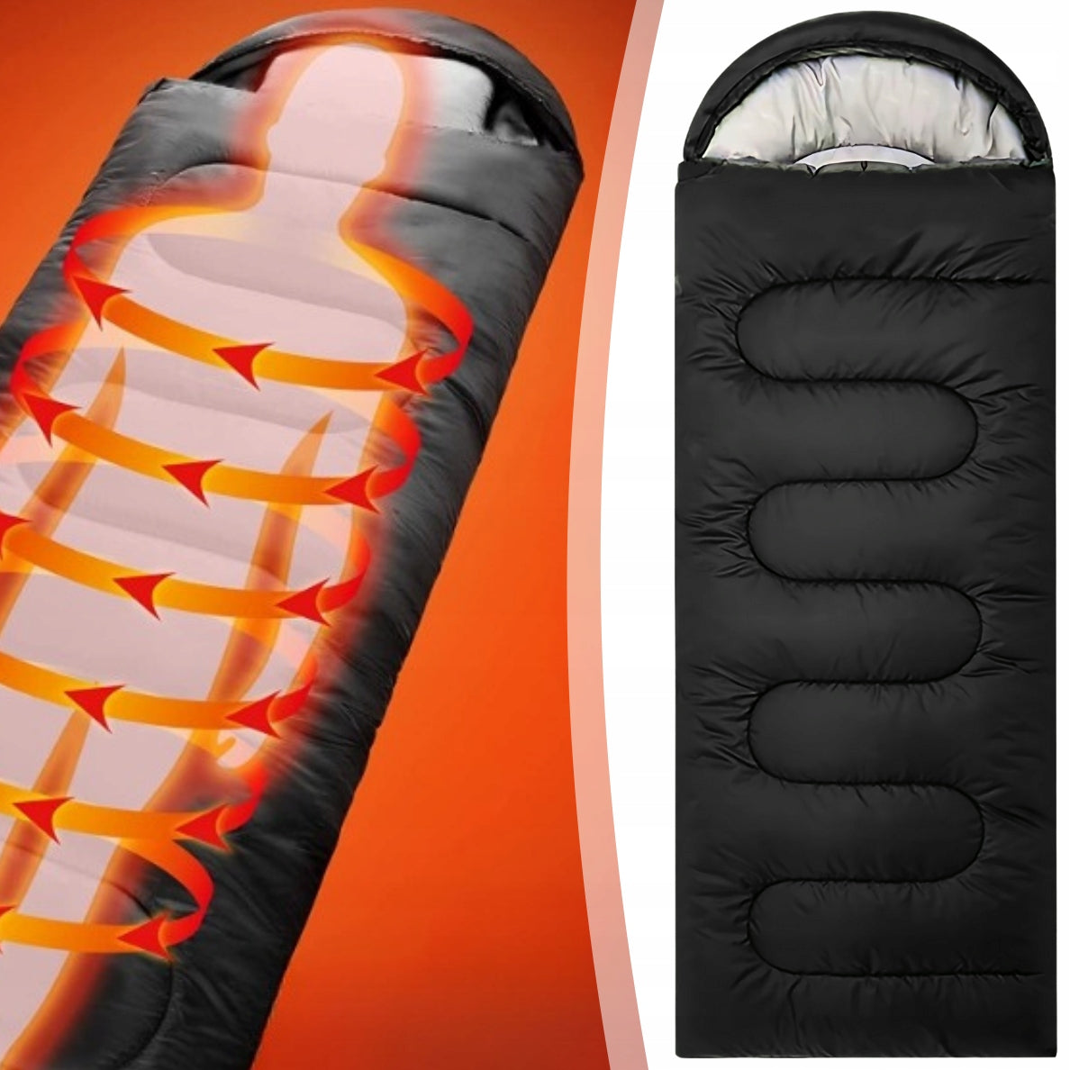Mummy Hiking Sleeping Bag Warm Lightweight Hooded Quilt Cover 2in1 Packaging status original
