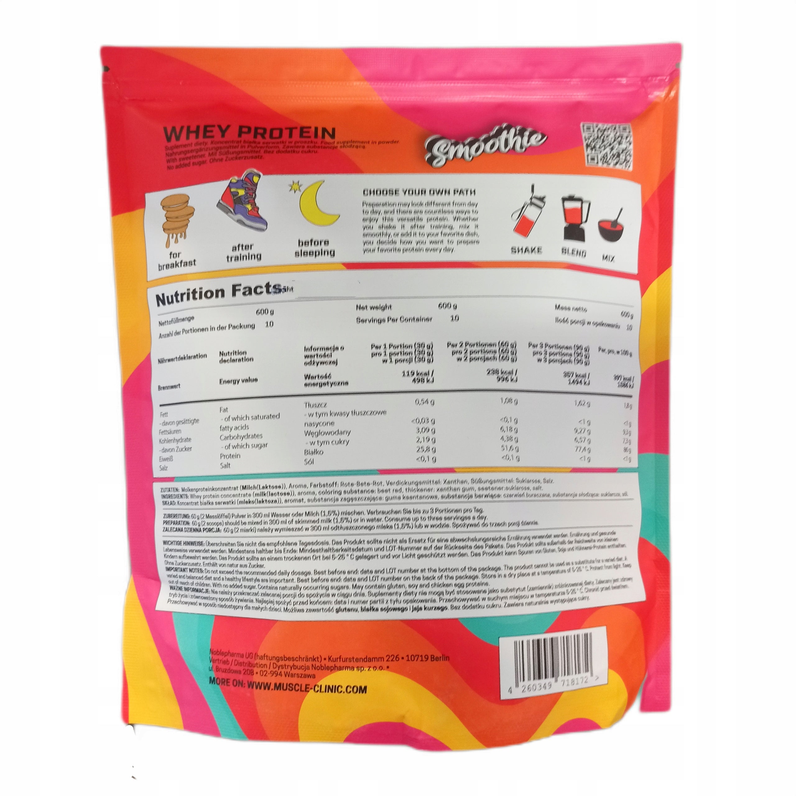 Muscle Clinic SMOOTHIE Whey 600g Protein WPC Sheikh Protein Choco Bueno Expiration date at least six months from the date of purchase