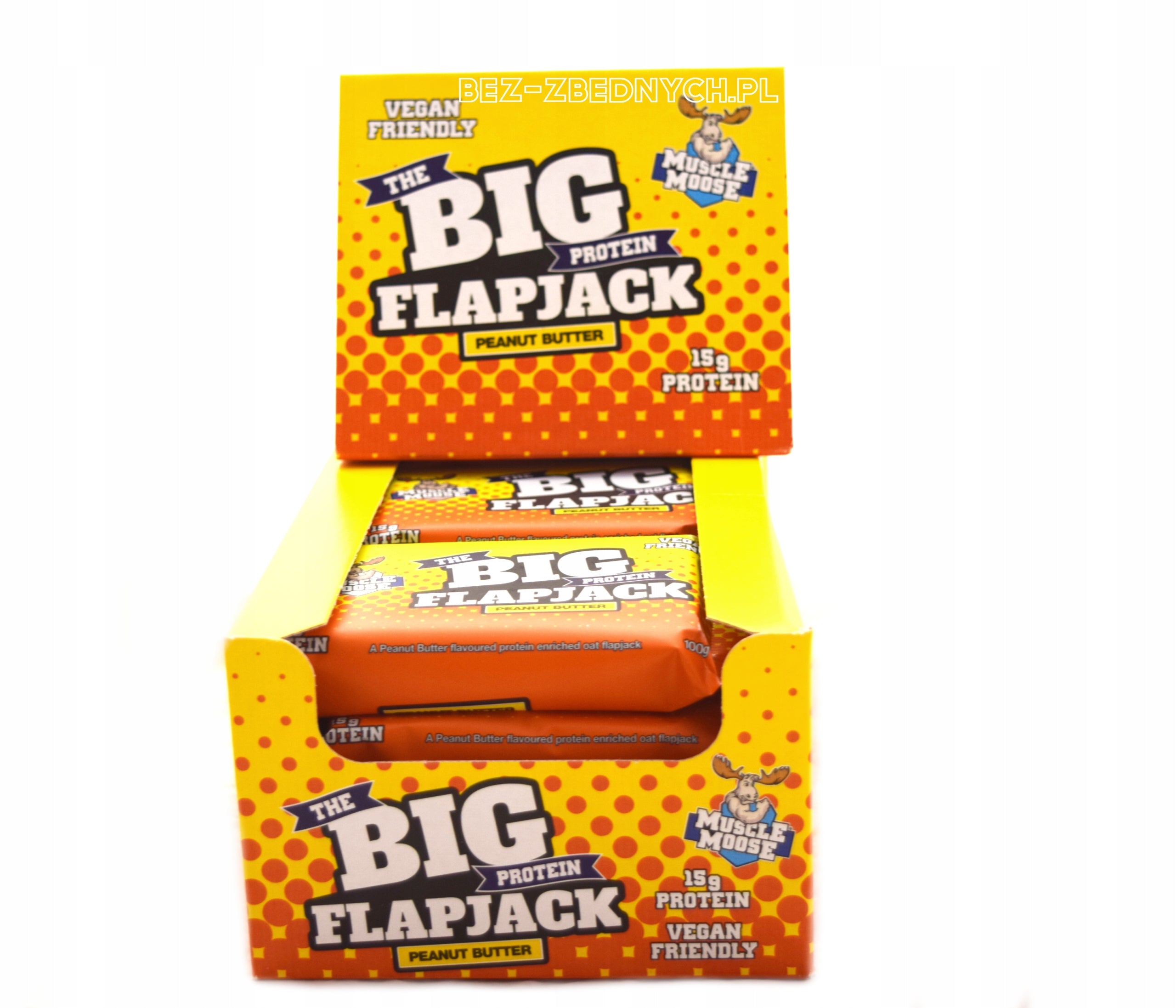 Muscle Moose Big Protein Flapjack 100g VEGAN ENERGY BAR PEANUT BUTTER