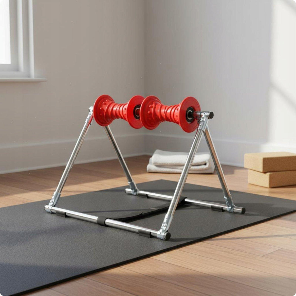 Muscle Relaxation Roller Massager Stainless Steel Frame Exercise Roller Red