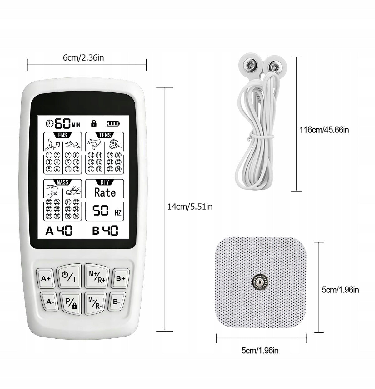 Muscle and nerve electrical stimulator TENS EMS12 massager+electrode Manufacturer code sibairui
