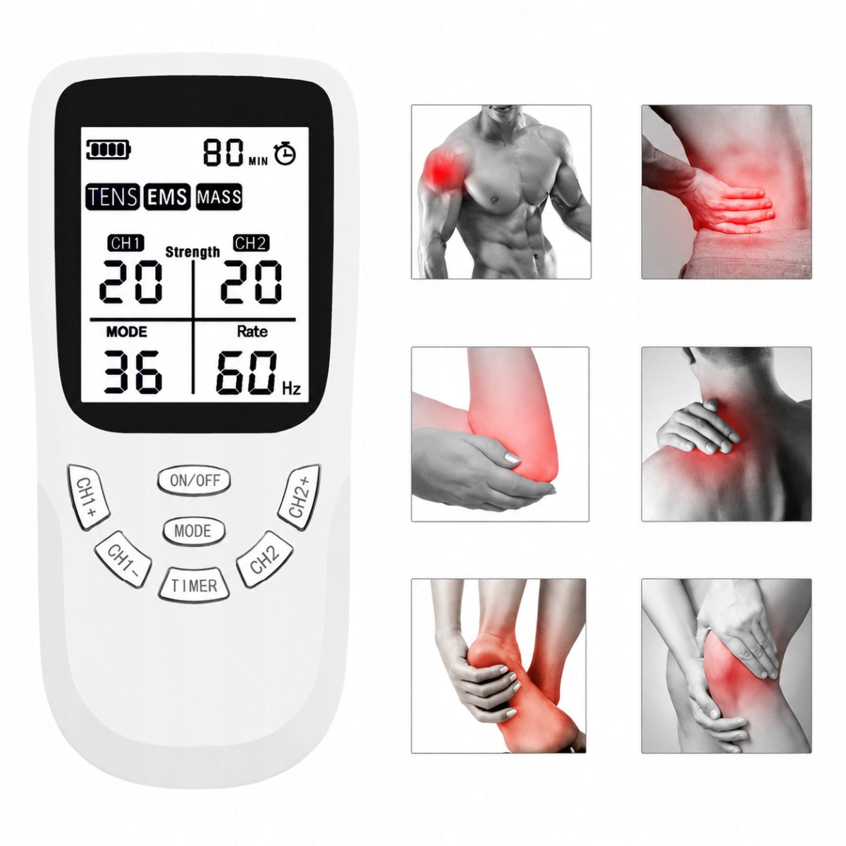 Muscle and nerve electrostimulator TENS EMS MASSAGE 36 programs MASSAGER Packaging status original