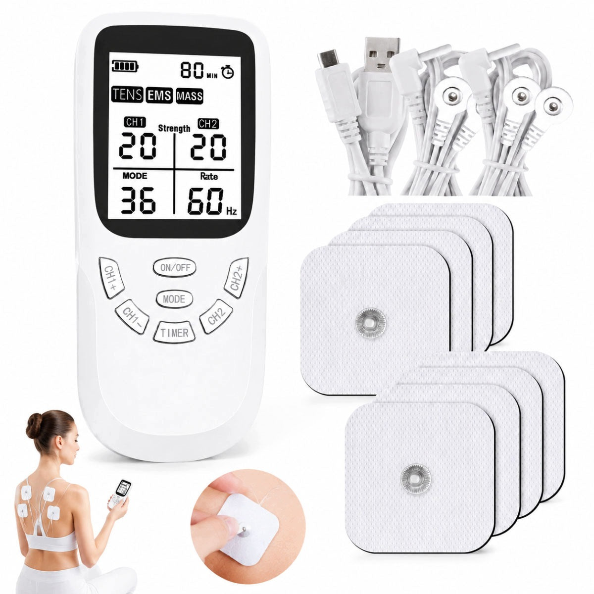 Muscle and nerve electrostimulator TENS EMS MASSAGE 36 programs MASSAGER