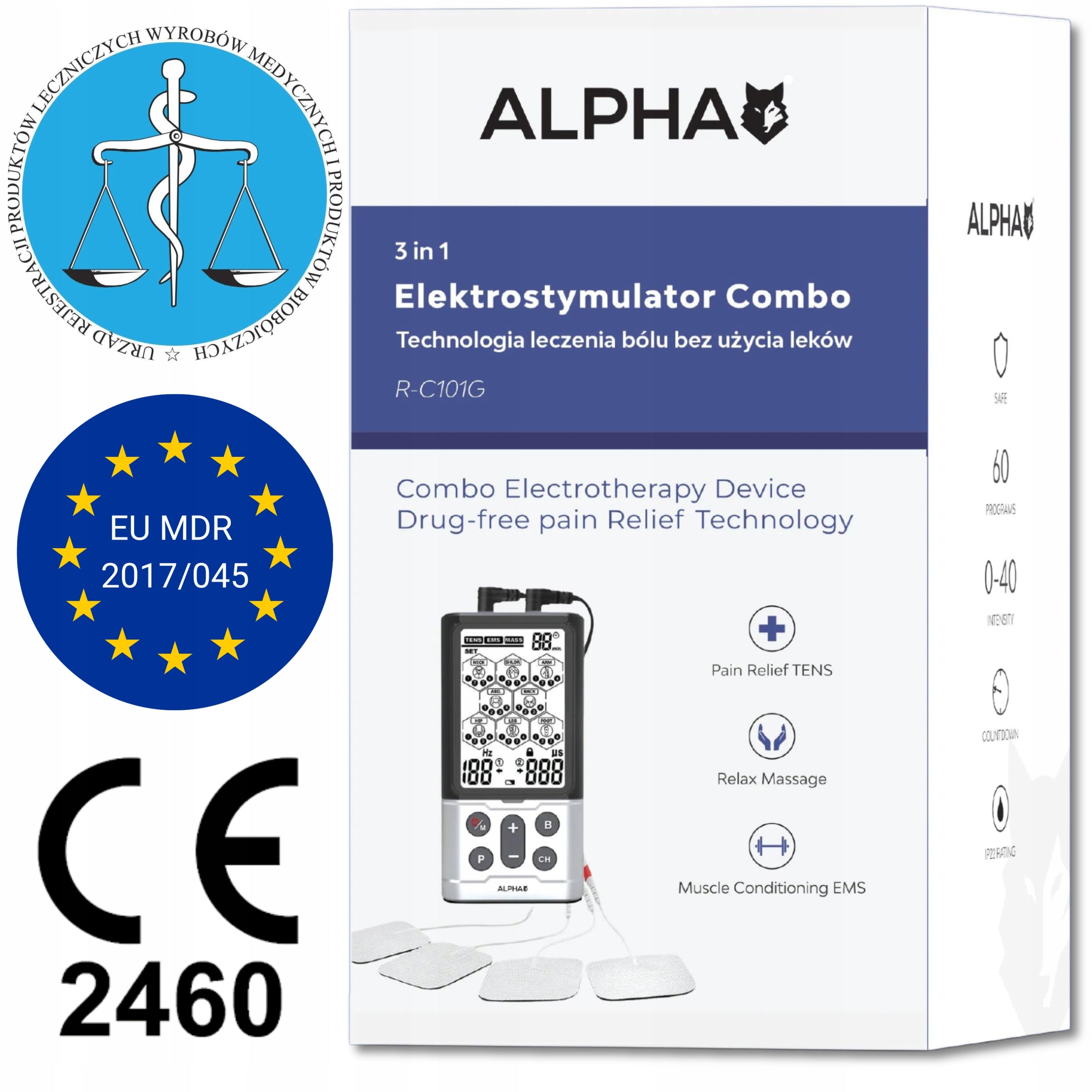 Muscle and nerve electrostimulator TENS EMS MASSAGE 60 programs ALPHA MASSAGER Packaging status original