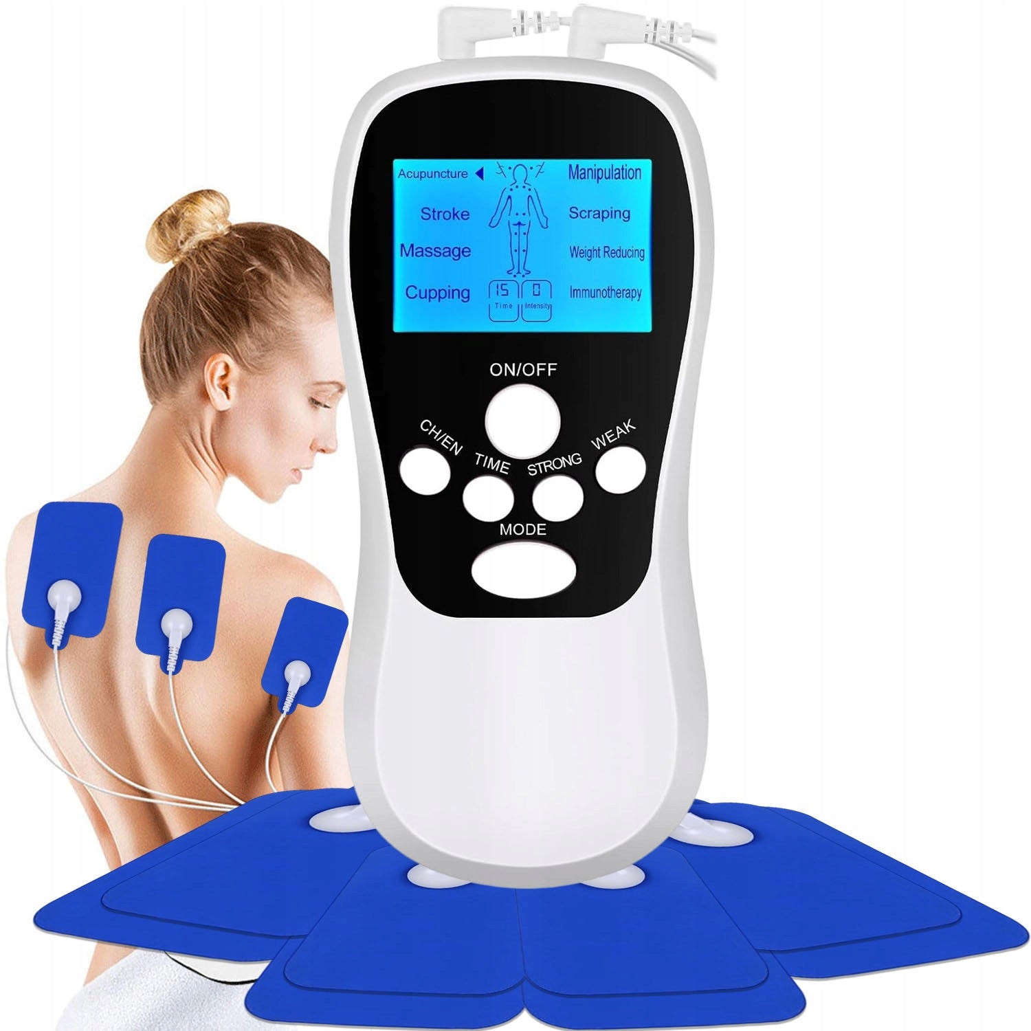 Muscle and nerve electrostimulator TENS EMS MASSAGE 8 Modes + LCD electrodes