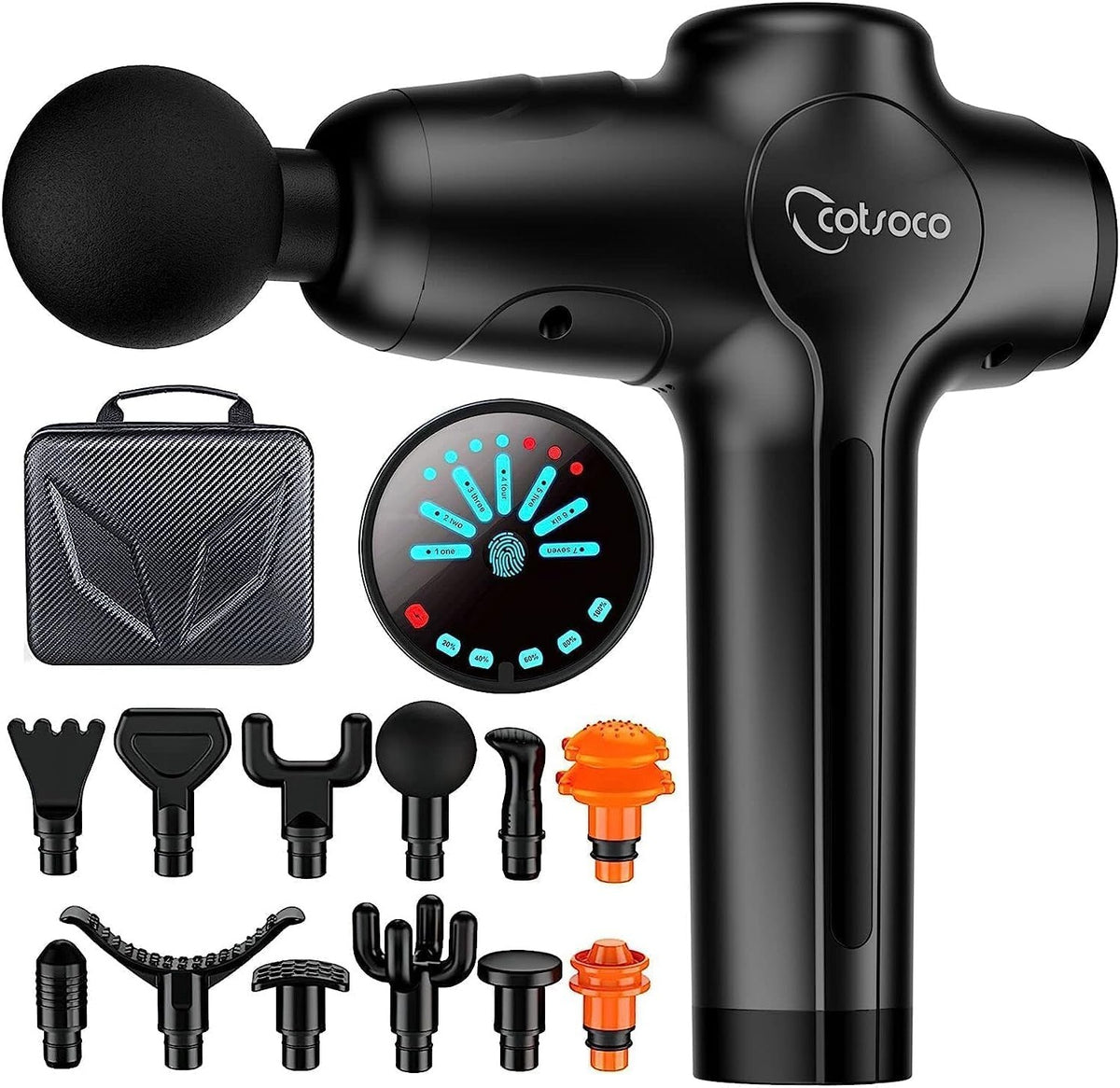 Muscle massager 12 heads | 7 gears to 3200 RPM | PRO set | Cotsoco