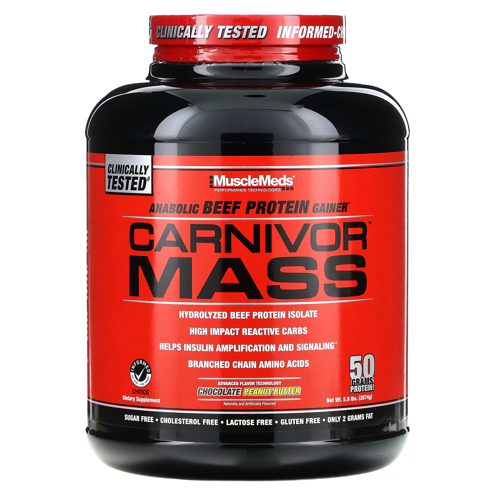 MuscleMeds, Carnivor Mass, Anabolic Beef Protein Gainer, chocolate butter