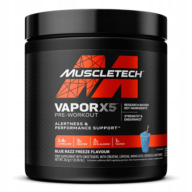 MuscleTech Pre-workout Vapor X5 Blue Razz Freeze Powder 252g