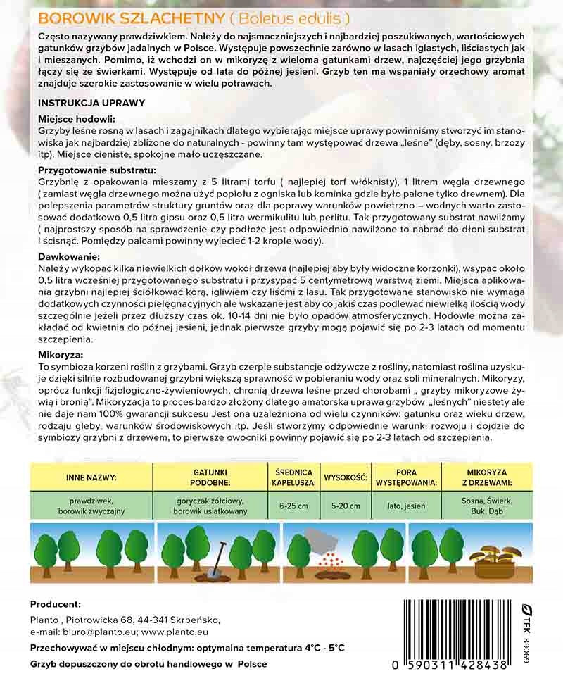Mushroom Borowik Noble 100 – 150g /Mycorrhiza for Garden/Borowiki Mushrooms EAN (GTIN) 5903111428433