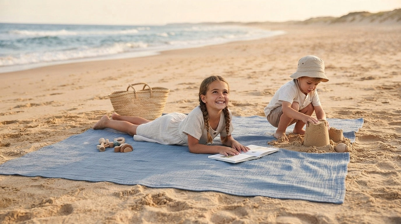 Muslin Blanket 150x200 cm 100% Cotton Double Gauze Soft Premium For Beach Packaging status original