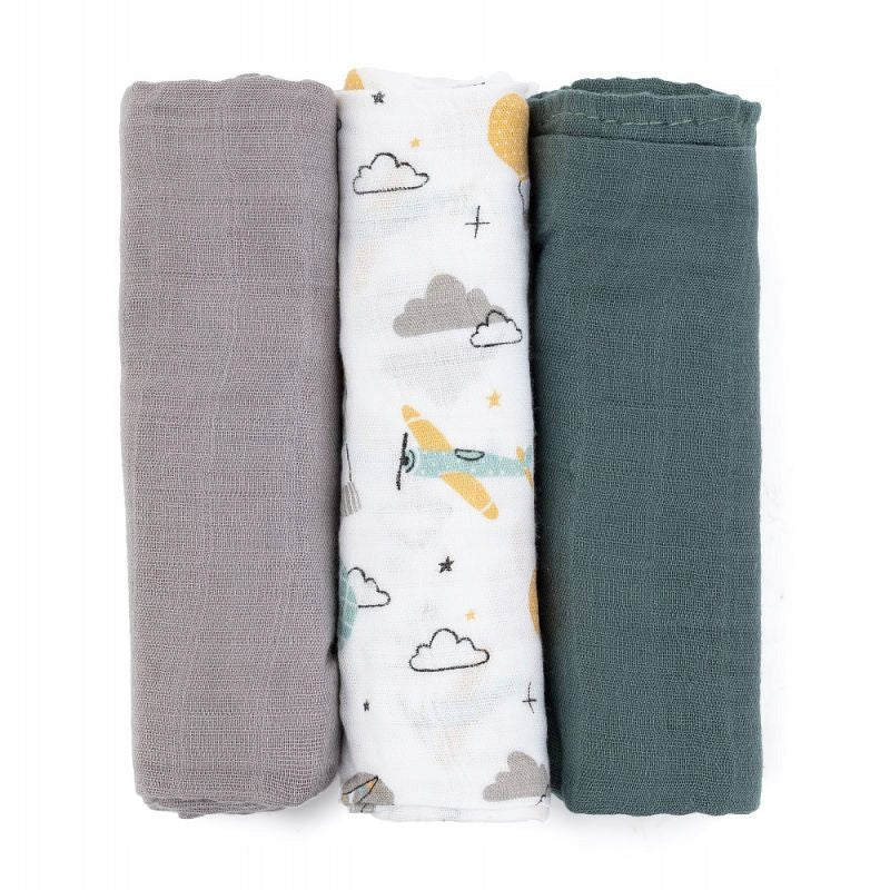 Muslin Diaper Petite&Mars Moussy Grey Planes Manufacturer code 8596202005865
