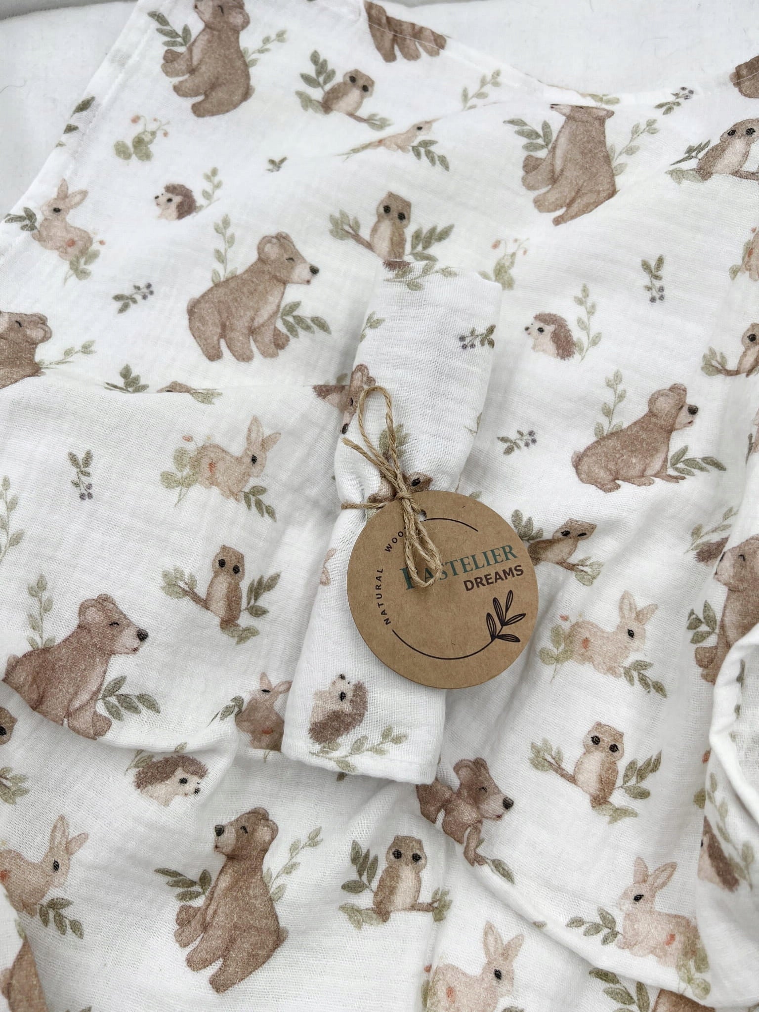 Muslin Diaper Pour 30x30 "ANIMALS" Pastelier Dreams