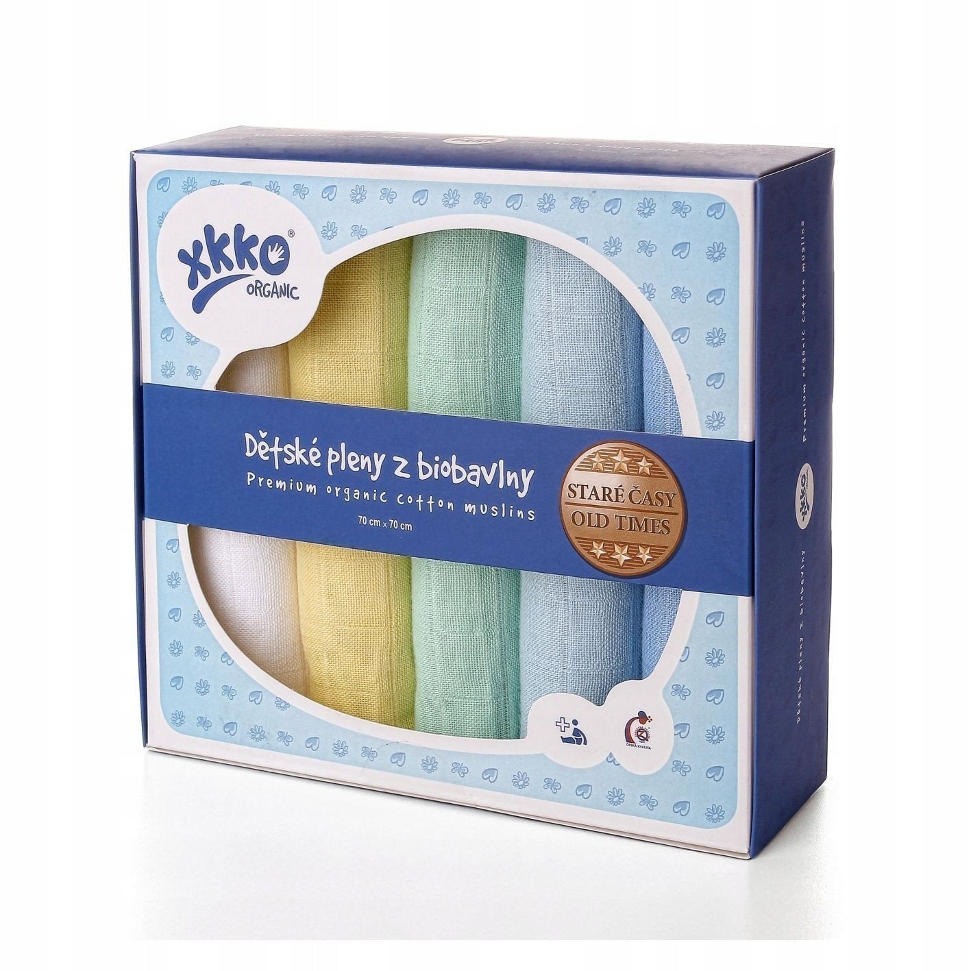 Muslin Diapers Old Times Organic Cotton 70x70 - 5 Pcs Pastel Brand XKKO