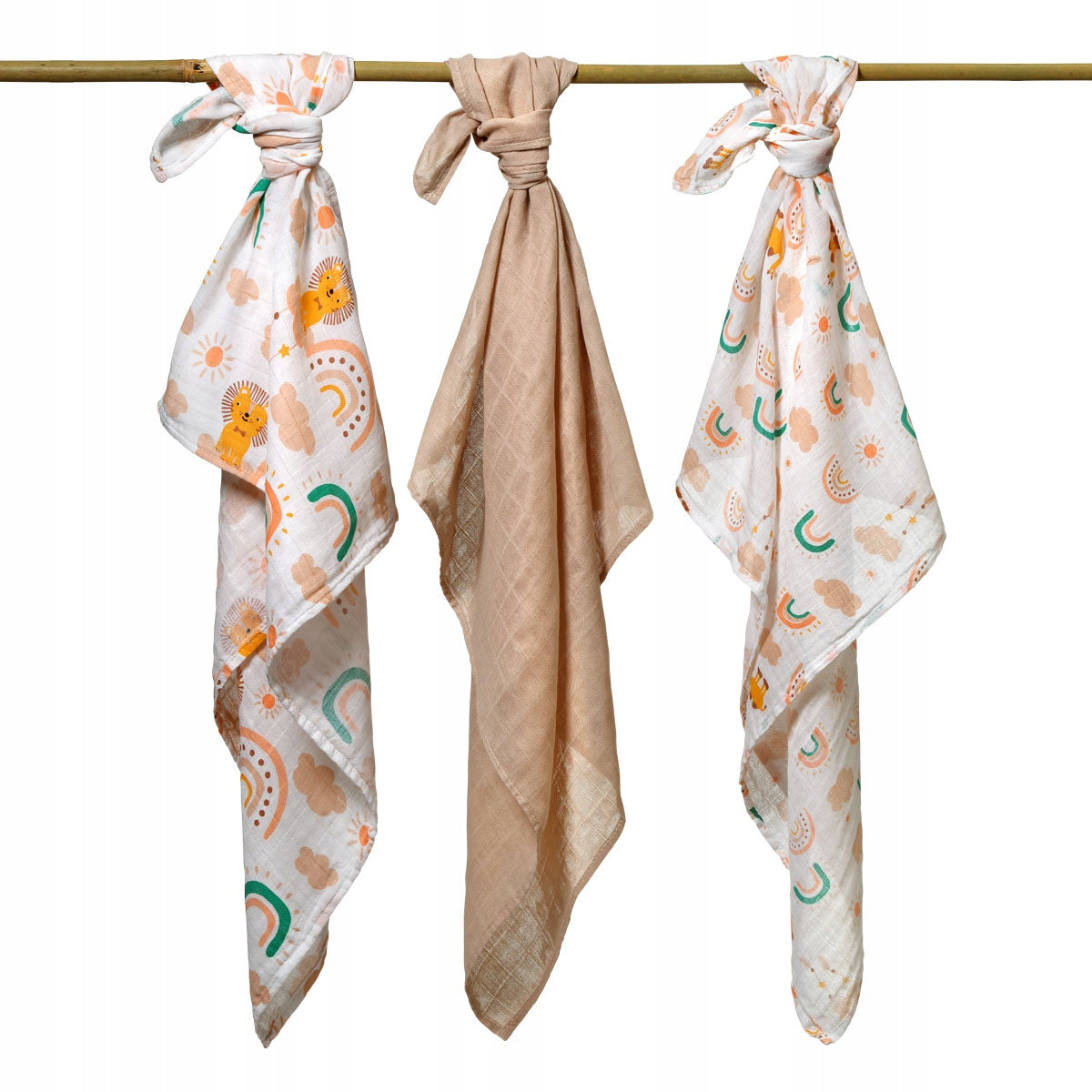 Muslin diaper Babyono 3 pcs. - 70 x 70 cm - shades of beige Brand Babyono