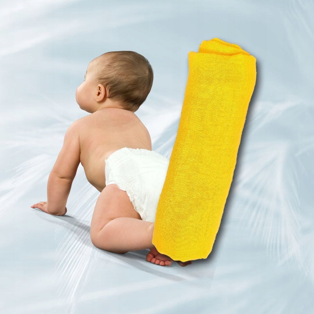 Muslin diaper swaddle blanket 100x70 NOT TETRA Mustard Brand Mu&Mu