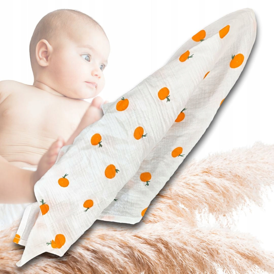Muslin diaper swaddle blanket 100x70 NOT TETRA Oranges Brand Mu&Mu