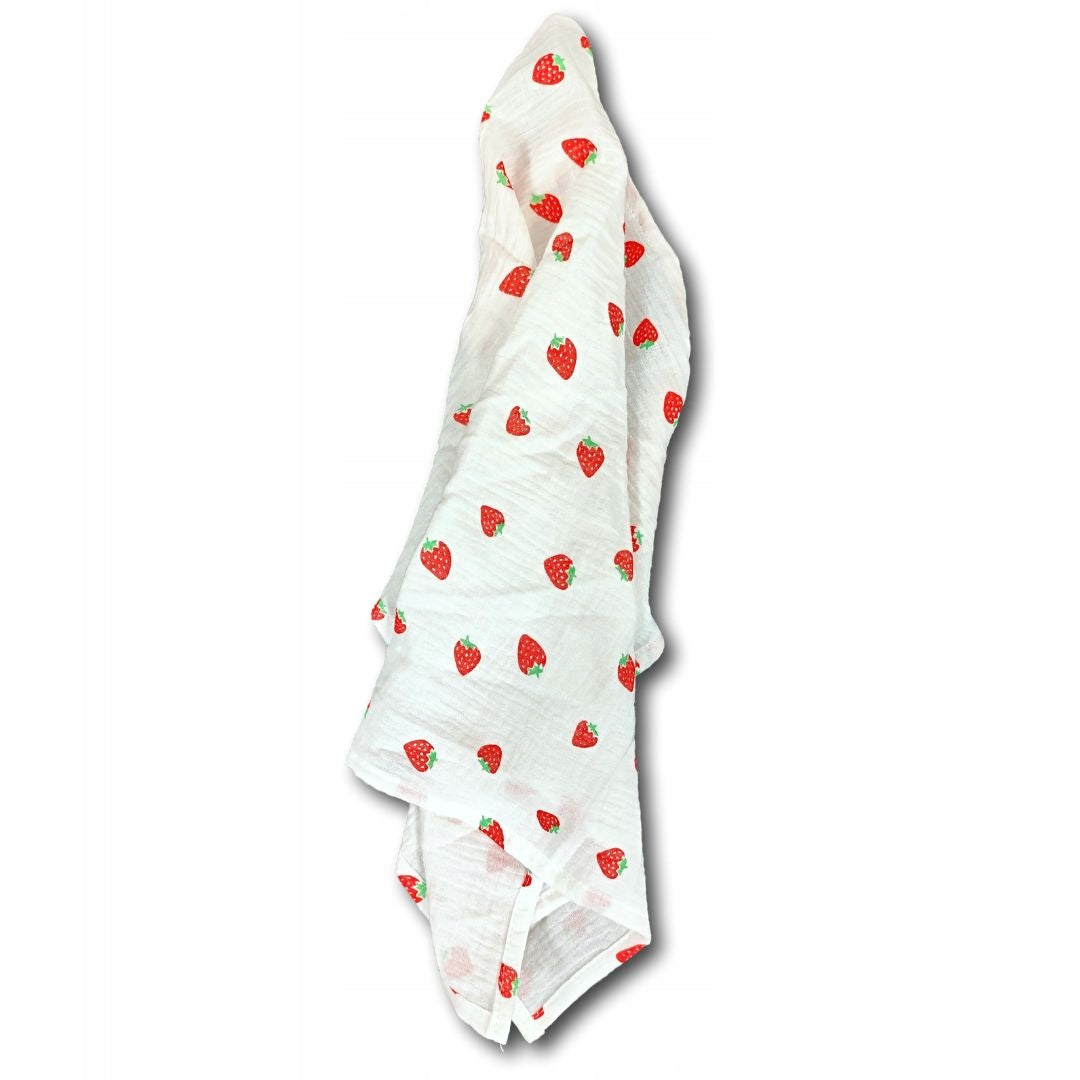 Muslin diaper swaddle blanket 100x70 NOT TETRA Strawberries