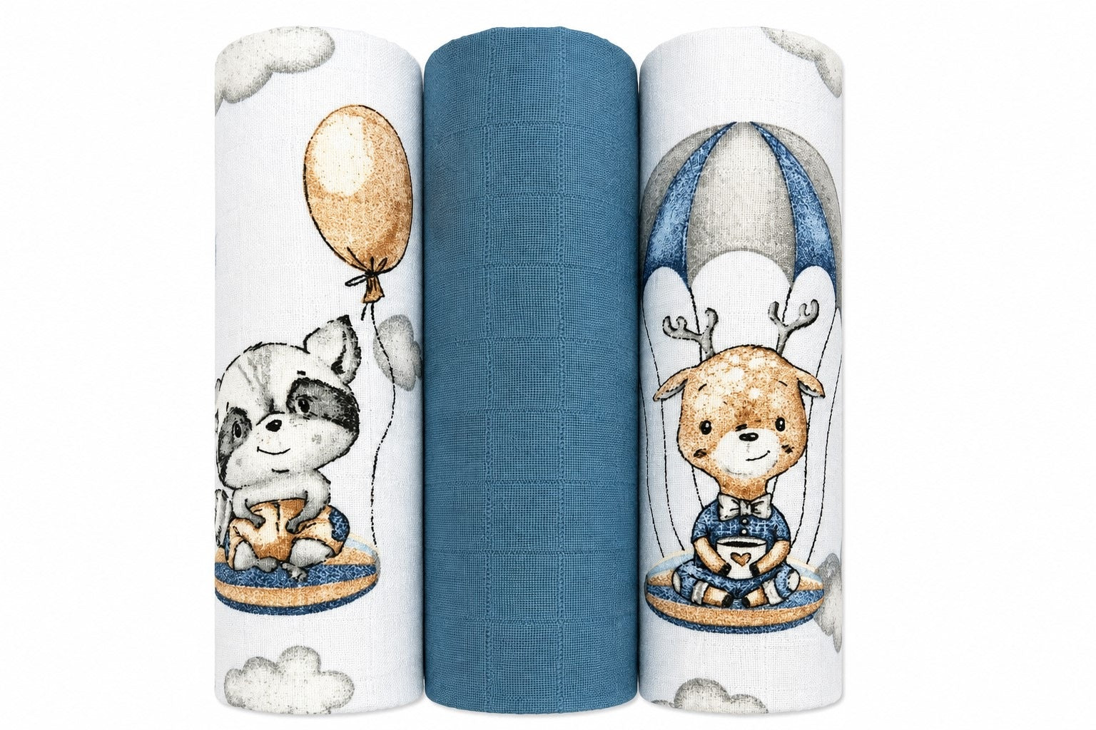 Muslin diapers 3 pcs PREMIUM DIAPERS 60x80cm POLISH PRODUCT - 2453