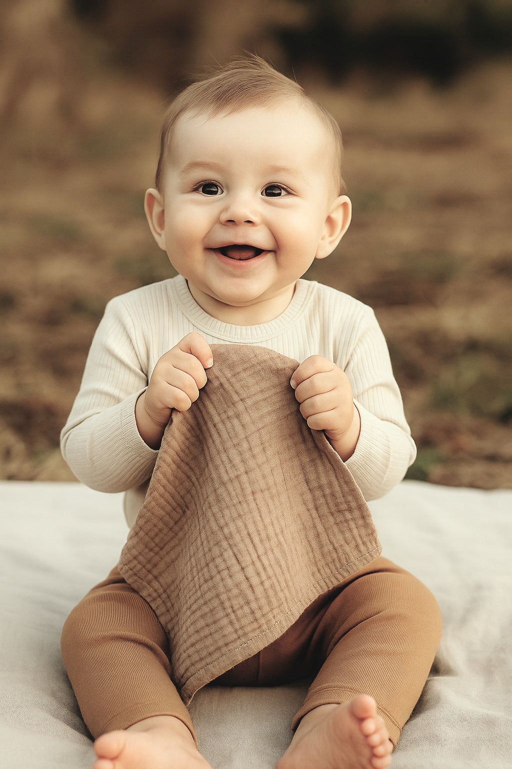 Muslin diapers beige boho 30x30cm, 3 pcs. colorful, downpours, wipes Packaging status original