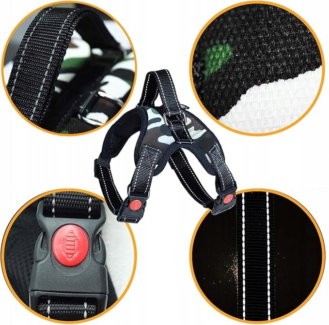 Musonic Breathable Adjustable Dog Harness with Lanyard, Size M, Khaki Packaging status original