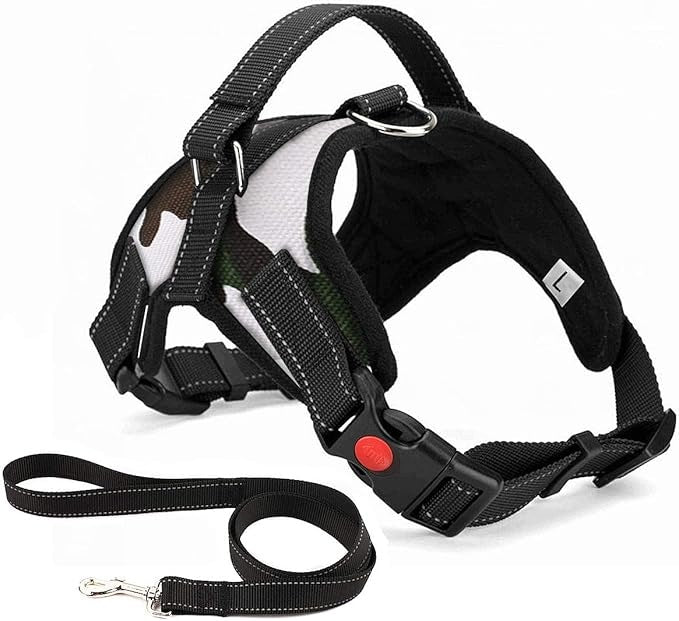 Musonic Breathable Adjustable Dog Harness with Lanyard, Size M, Khaki