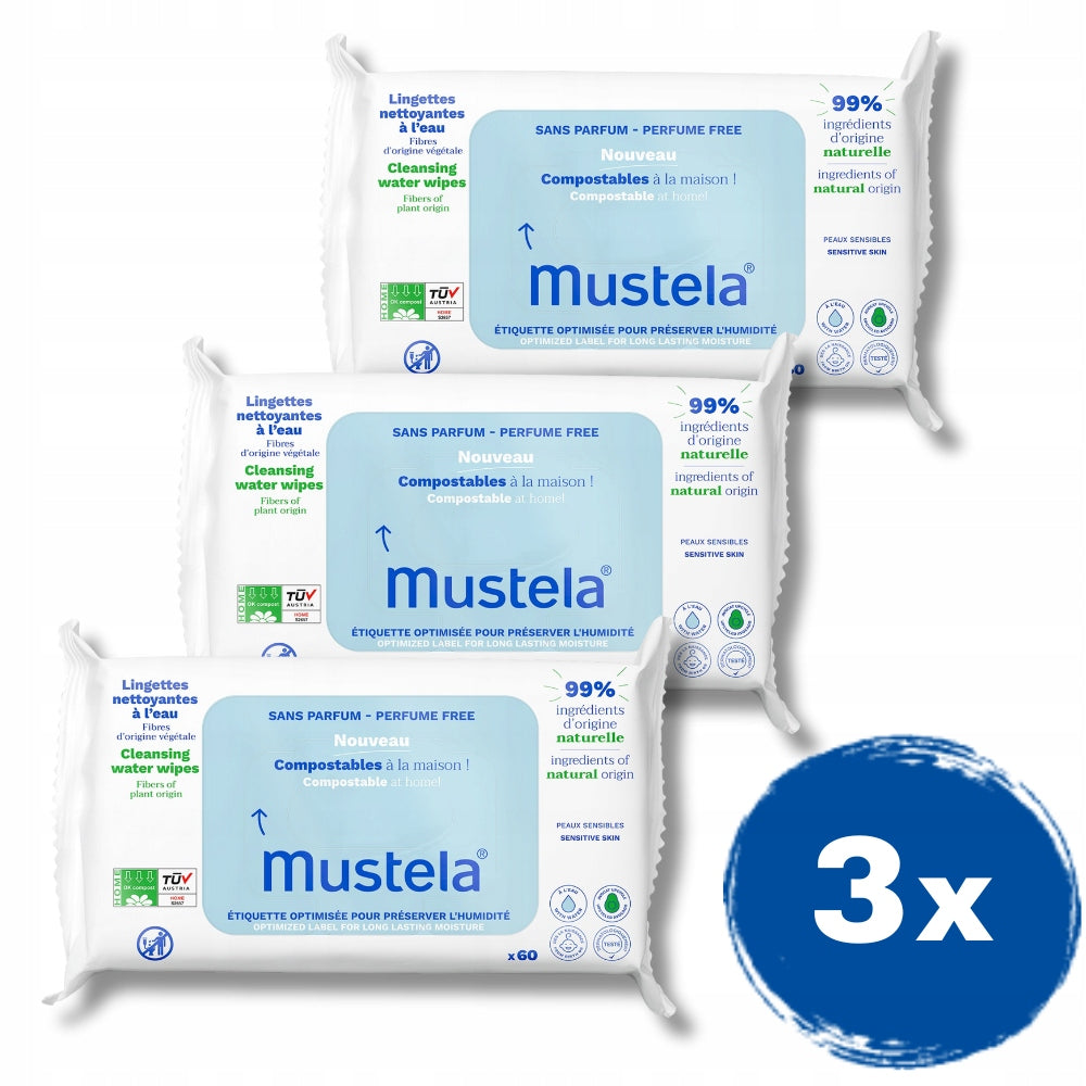 Mustela 3x Cleansing wipes with water 60 pcs. from day 1 | SHORT DATE