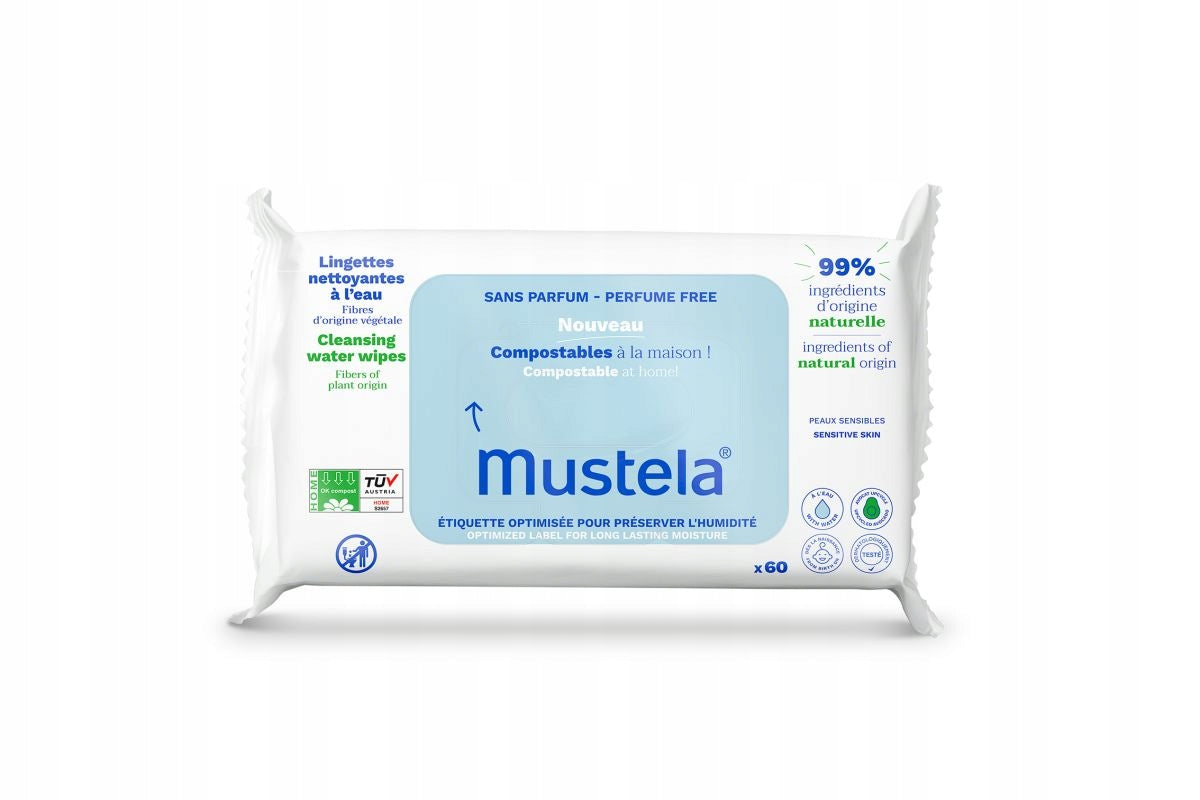 Mustela wet wipes with water compostable 60 pieces