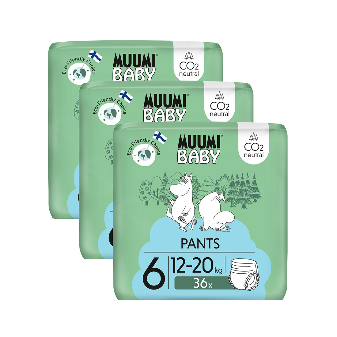 Muumi Baby Pants 6 Junior diapers 12-20 kg, 108 pcs.