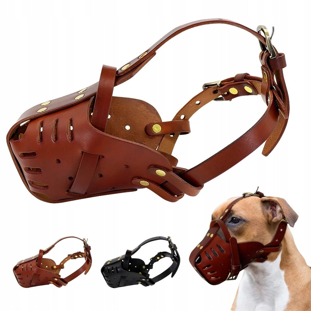 Muzzle for Dog Natural Leather Training Protection