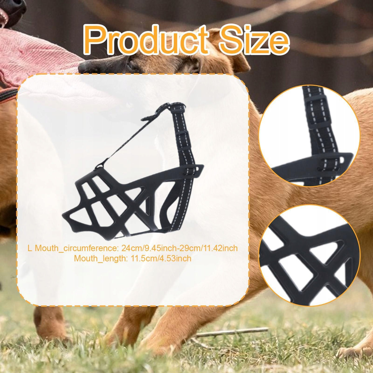 Muzzle for Dog No Biting Chewing Sturdy Drinkable for Medium & Large Dogs L Packaging status original
