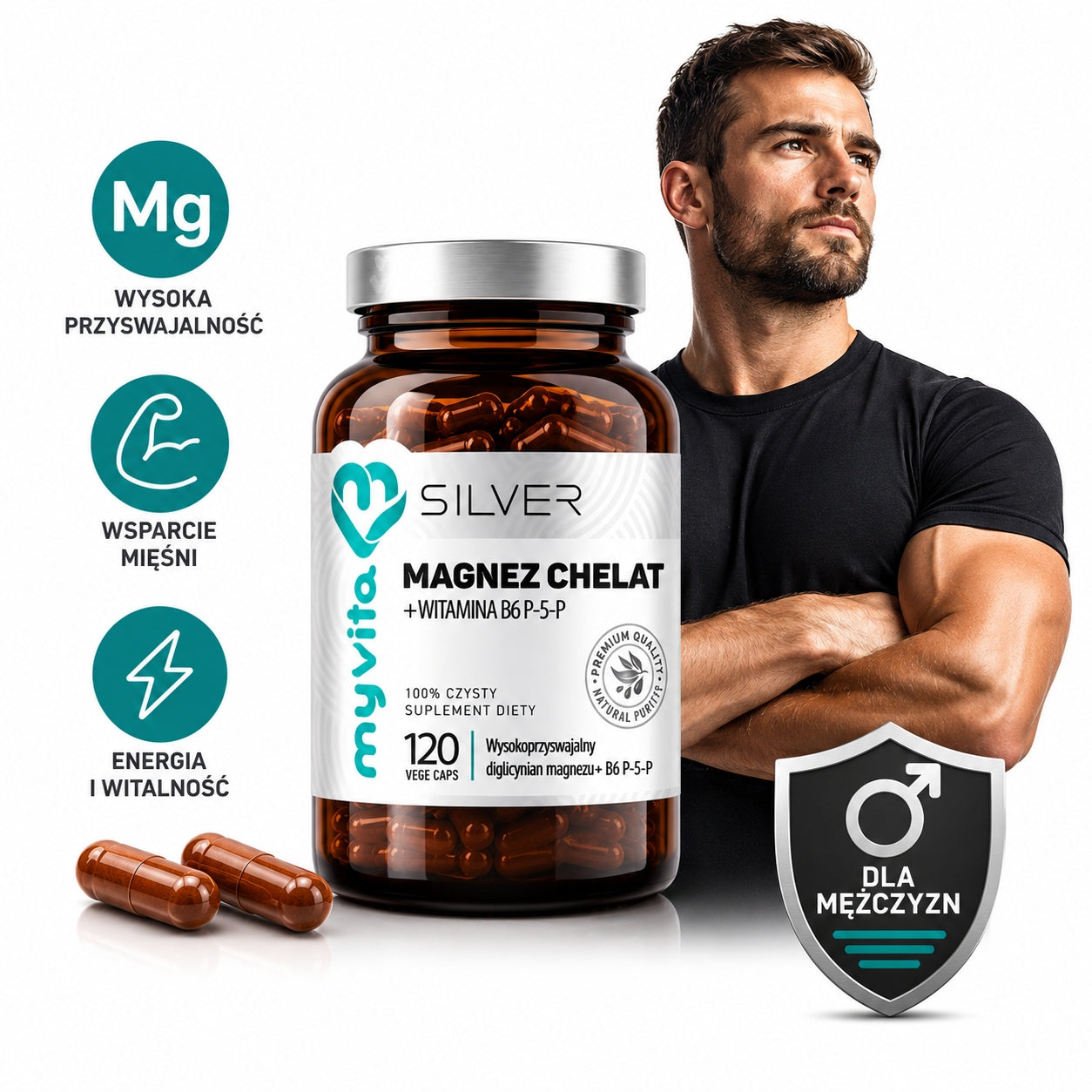 MyVita Magnesium Chelate B6 P-5-P Silver 120k for men training energy Manufacturer code 5903021592095