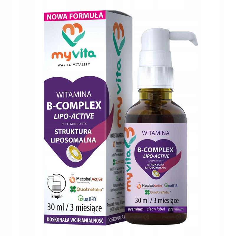 MyVita Vitamin Methylated B Complex B1 B2 B3 B5 B6 B12 Biotin drops 30ml