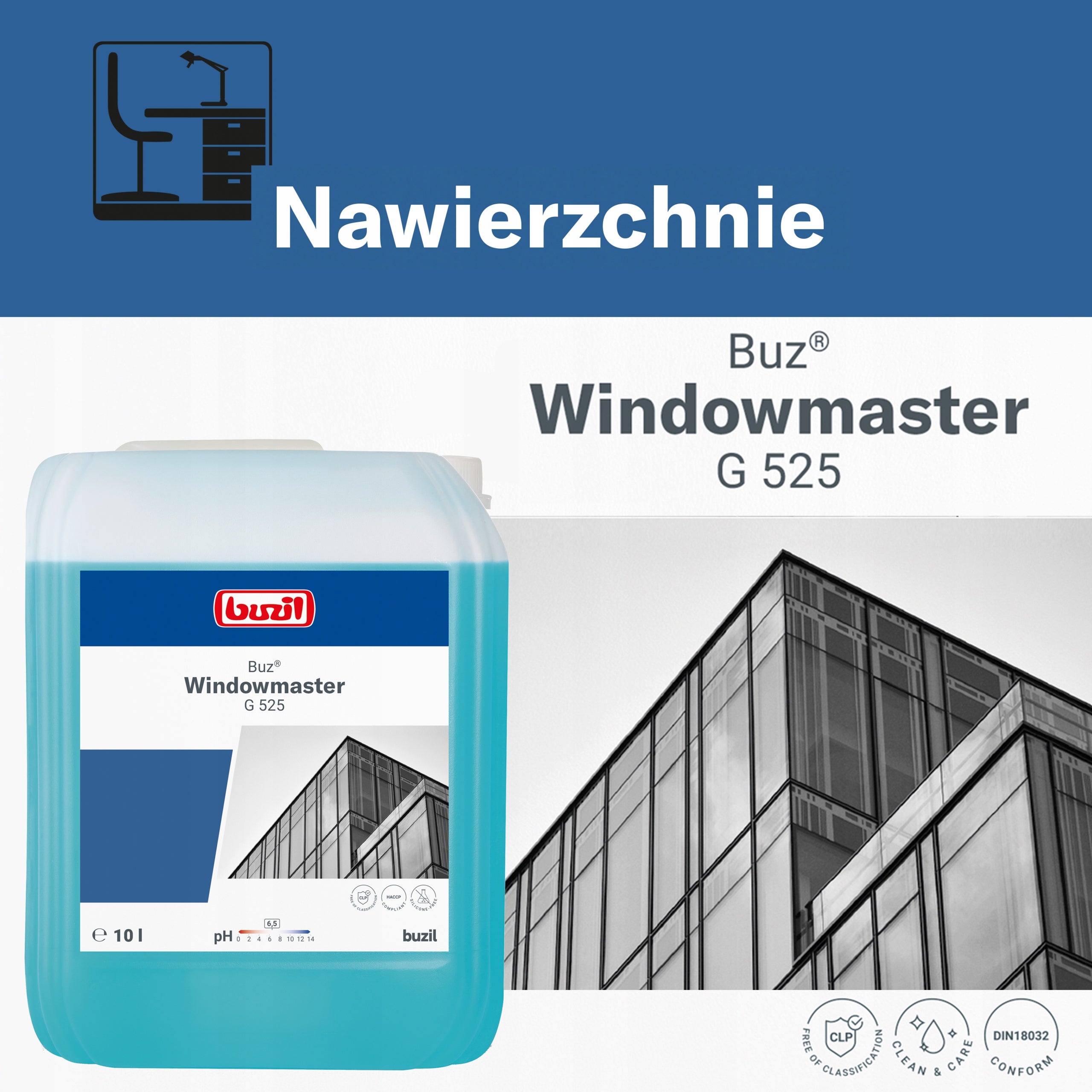Konzentrierter Glasreiniger G525 Window Master Buzil, 10 l 