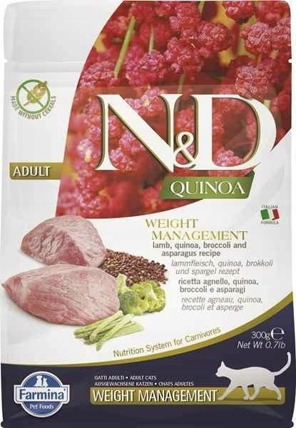 N&D GF Quinoa CAT Weight Mngmnt Lamb & Broccoli Varianta: 300g Product weight 0.3 kg